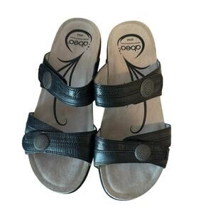 Abeo B.I.O. System Double Strap Barbara Leather Cork Sandals Size 8N Black
